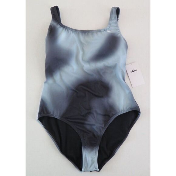 Nike NESSC01397-001 Women's Sz L Black Tie Dye U-Back 1-Pc Swimsuit $88 - Picture 1 of 3